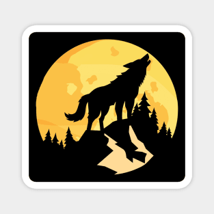 moon wolf howling Magnet