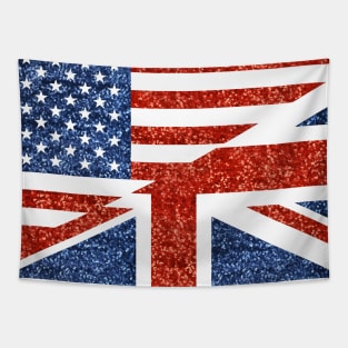 glitter print usa uk flag glam Tapestry