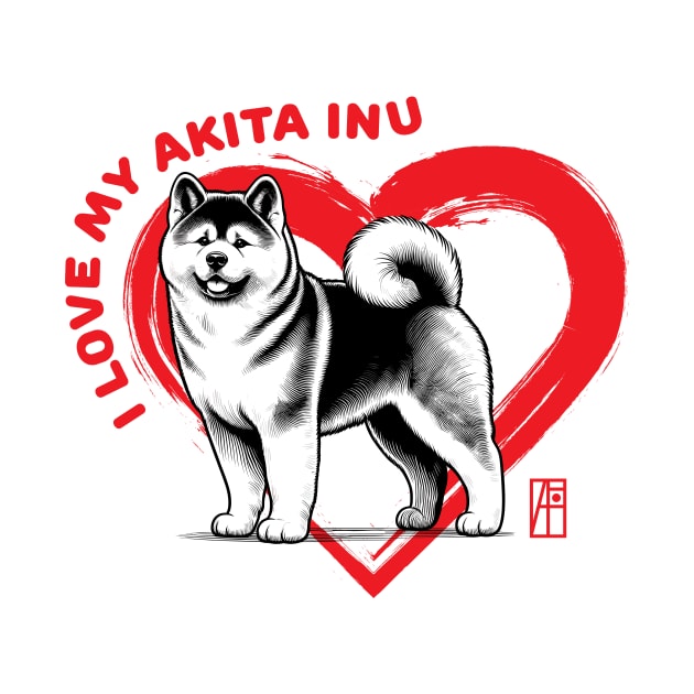 I Love My Akita Inu - I Love my dog - Darling dog by ArtProjectShop