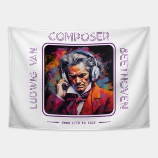 Ludwig Van Beethoven – Composer wearing Headphones Tapestry