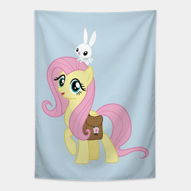 Fluttershy and Angel Bunny Tapestry by CloudyGlow