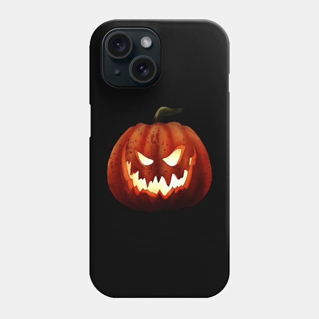 Scary Pumpkin Watercolor Phone Case by LMHDesigns