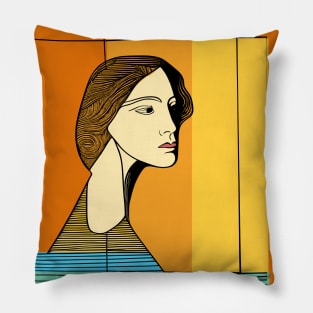 Woman looking in the future Pillow