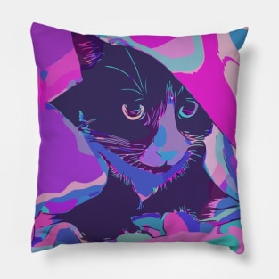 Psychedelic cat Pillow