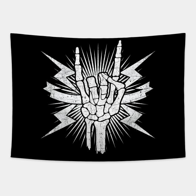 Heavy Metal Rock Skeleton Hand Tapestry by phughes1980
