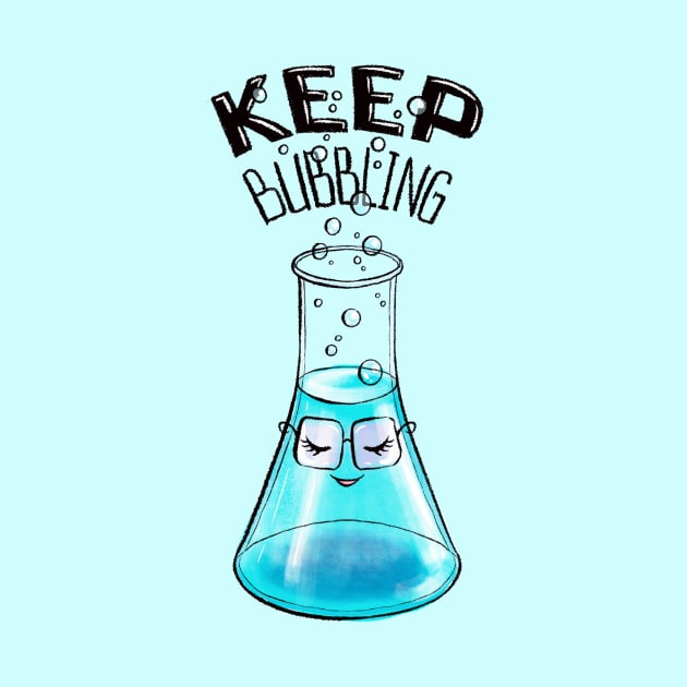 Cute Flask Character Nerdy Chemistry Lab Art by Boriana Giormova