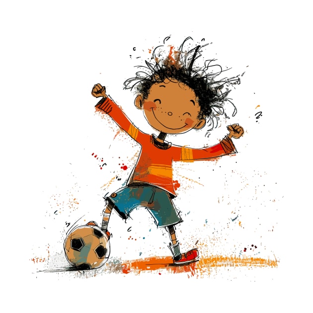 Little Boy Playing Soccer by erzebeth