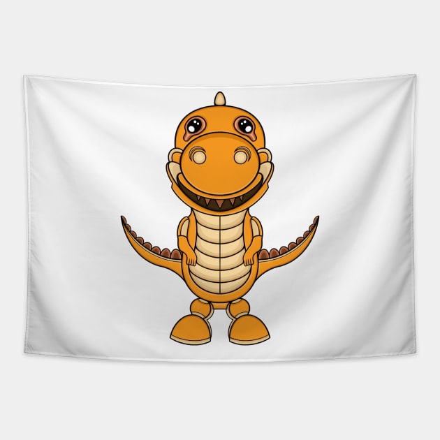 cute orange dino smile Tapestry by ryroxtoons