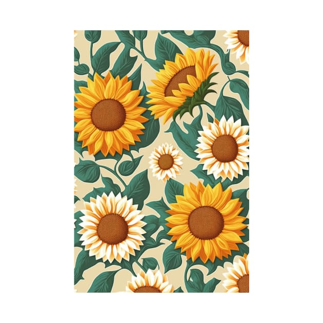 Pastel Colored Sunflowers Pattern by MelihsDump