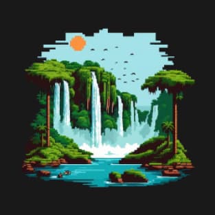 Iguazu Falls Pixel Art T-Shirt