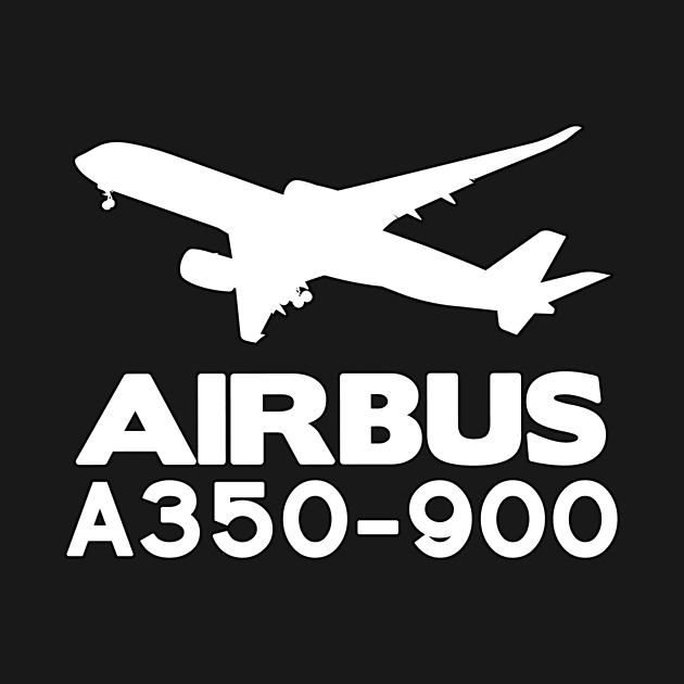 Airbus A350-900 Silhouette Print (White) by TheArtofFlying