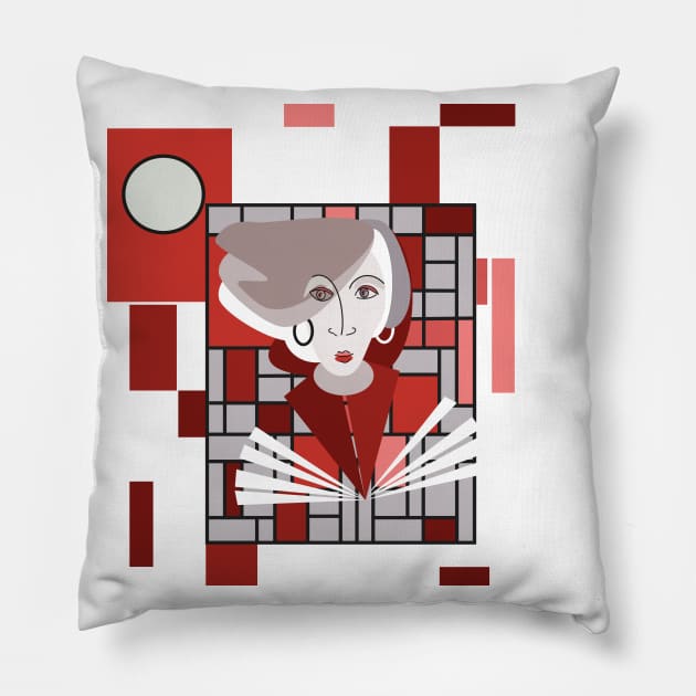 Woman reader under the moon Pillow by Slownessi