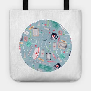 Medical Pattern | Doctor | Nurse | Watercolor | Blue Tote