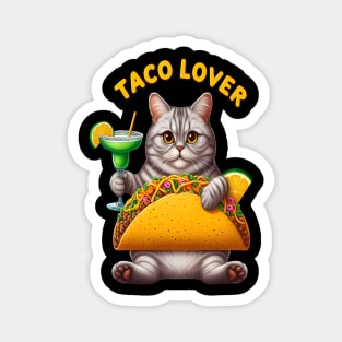 Feline Fiesta With Taco and Drink Magnet