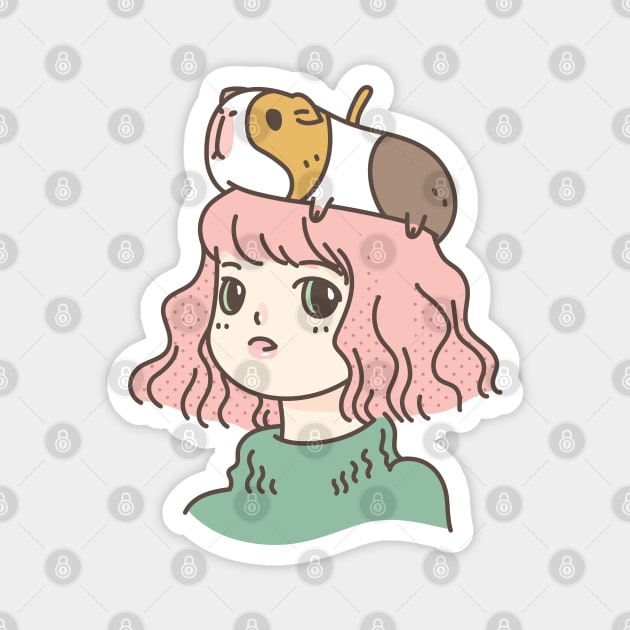 Guinea pig lady Magnet by Noristudio