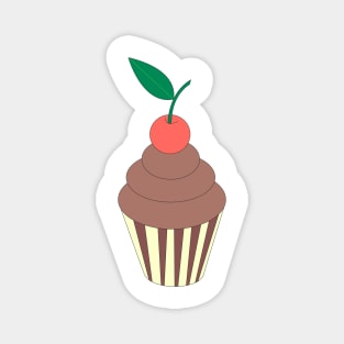 Chocolate Cupcake With Cherry On Top Digital Art | Melanie Jensen Illustrations Magnet