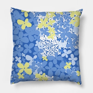 Wildflowers Seamless pattern. Flowering of small white flowers, blue, yellow. Pillow