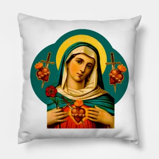 The burning and painful heart of the Virgin Mary of Sorrows Pillow