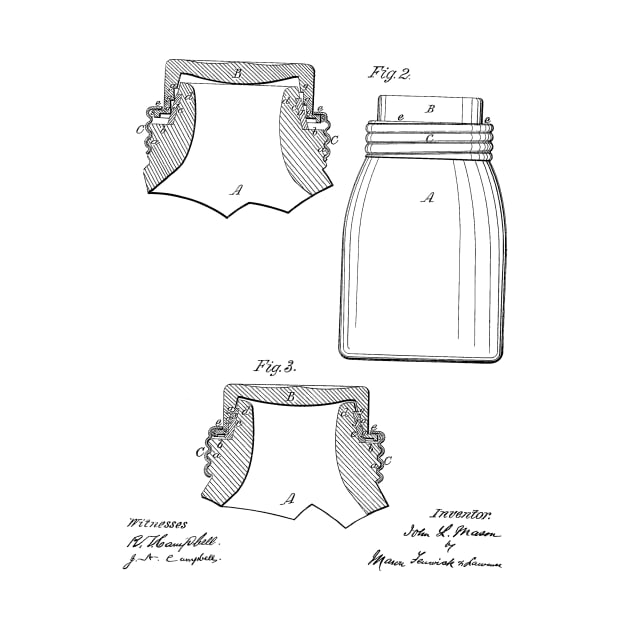 Fruit Jar Vintage Patent Hand Drawing by TheYoungDesigns