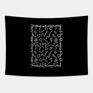 1980s Monochrome Memphis Style Graffiti Art Tapestry