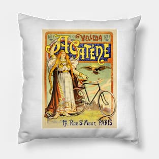 VELLEDA ACATENE Paris 1890 French Bicycle Art Nouveau Advertising Pillow