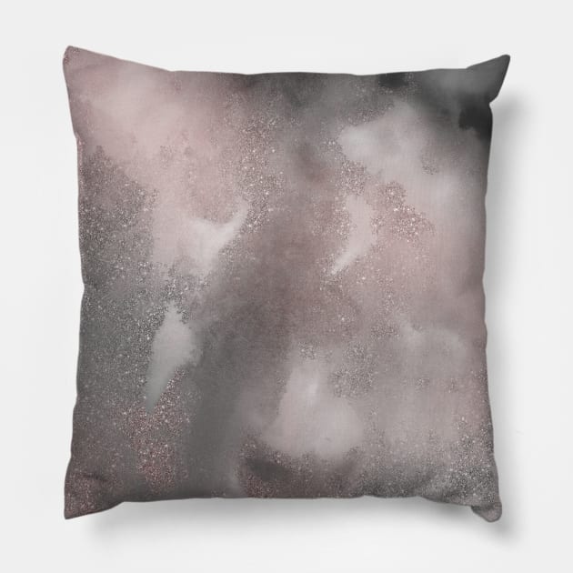 Pink and Grey Marble Glitter Sparkle Pillow by Jim N Em Designs