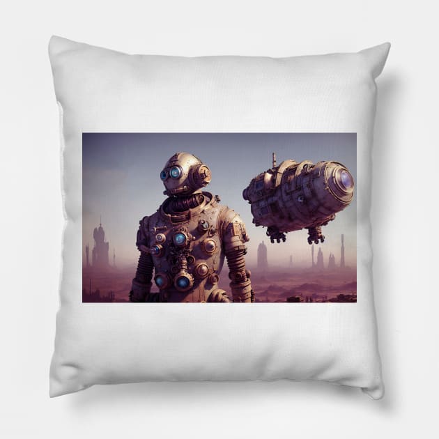 Desert of Aldebaran (Survey Droid surveys the planet's surface) Pillow by newbeltane