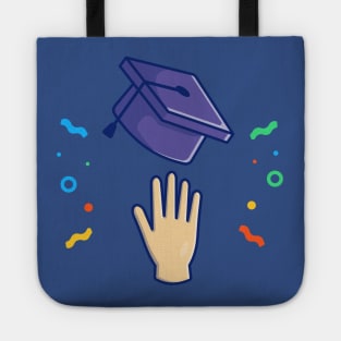 Graduation Hat, Hands And Confetti Cartoon (2) Tote