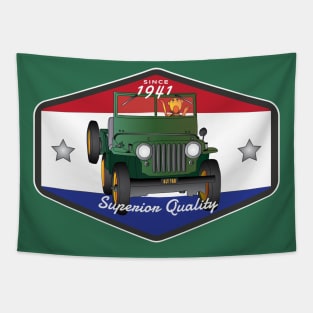 Waving Jeep Jeep Tapestry