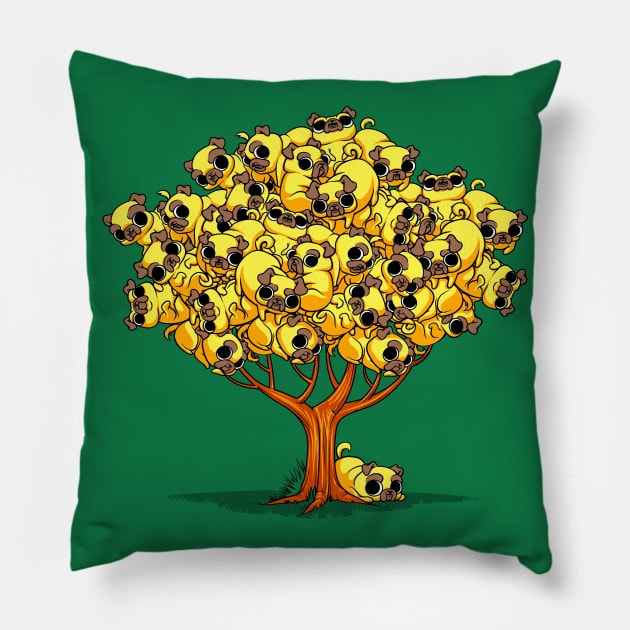 Pug Tree Pillow by Tobe_Fonseca