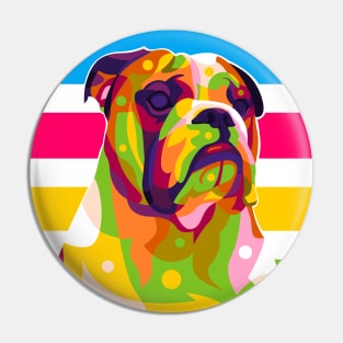 Pitbull Dog Bad Expression Colorful Pop Art Pin