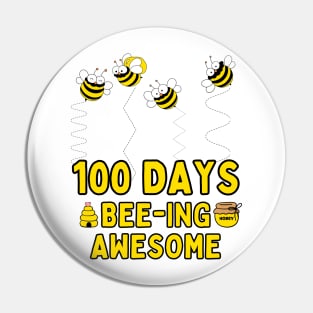 100 Days Bee-ing Awesome School Teacher Student Kid Pin