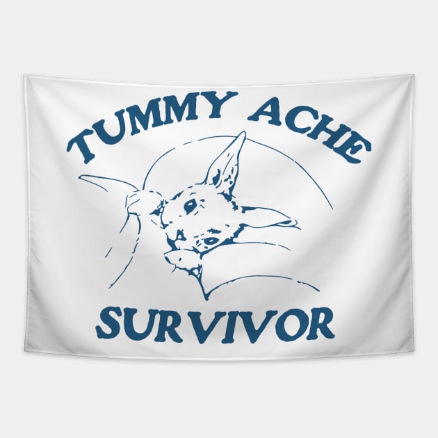 Tummy Ache Survivor T Shirt, Tummy Ache Tee, Meme T Shirt, Vintage Cartoon T Shirt, Aesthetic Tee, Unisex Tapestry by Justin green