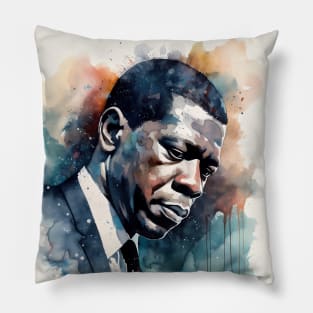 John Coltrane Watercolor Portrait for Black History Month Pillow