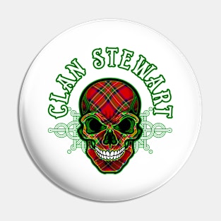 Scottish Clan Stewart Tartan Celtic Skull Pin