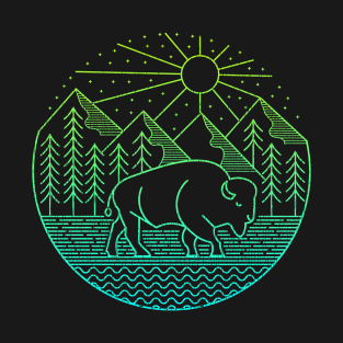 Color Fade Bison Gradient American Buffalo T-Shirt