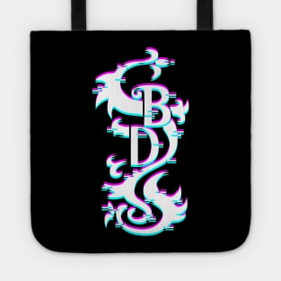 black dragon glitch logo Tote