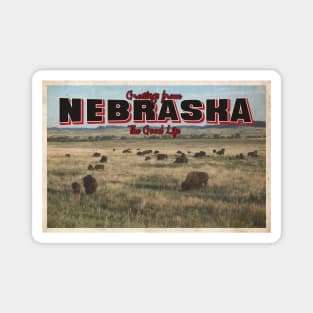 Greetings from Nebraska - Vintage Travel Postcard Design Magnet