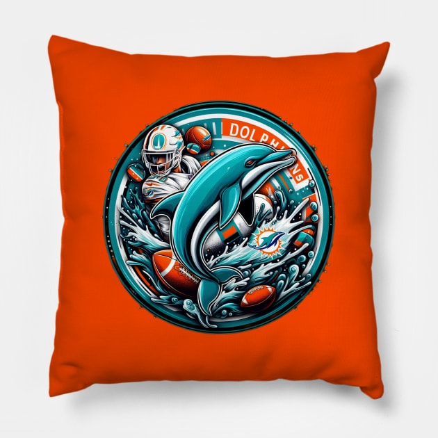 Miami Dolphins Winners Zone Pillow by TeeVee