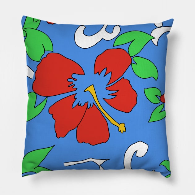 Soft Tropical Red Hibiscus Pillow by VazMas Design