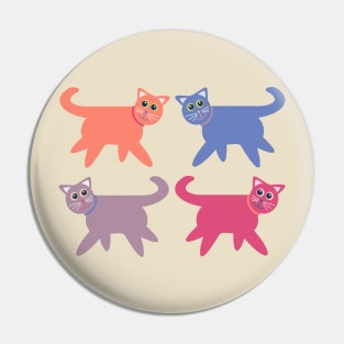 4 Colorful Cats Pin