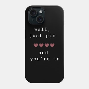 Red hearts, pin code and white letters Phone Case