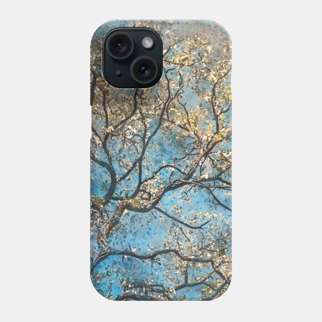 Watercolor tree on blue background #tree Phone Case by JBJart