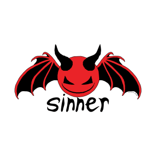 Smiley Sinner - Black on Red T-Shirt