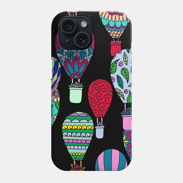 Hot Air Balloons Black Palette Phone Case by HLeslie Design