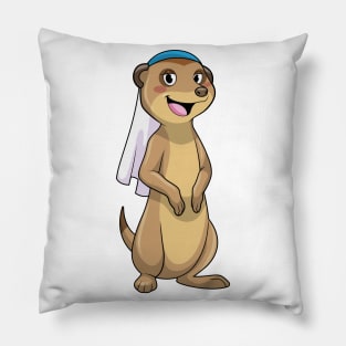 Meerkat as Bride with Veil Pillow