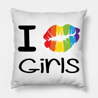 I Kiss Girls LGBT Pride Pillow