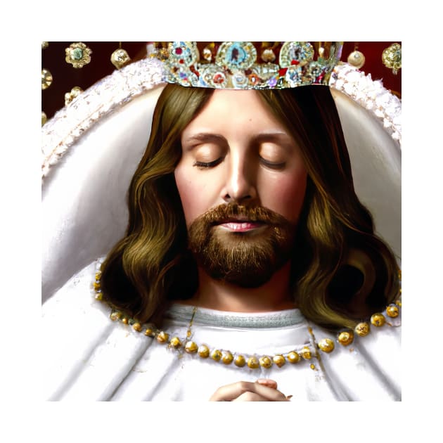 3D Look Artificial Intelligence Art of Christ The King with His Hands Folded  in Prayer by Artist4God