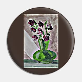 Watercolor of Flowers in Vase Pin