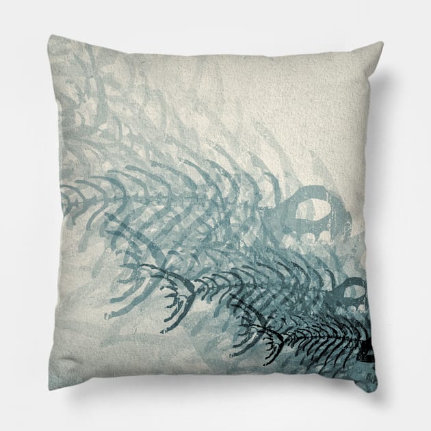 Fish Bones Pillow by perkinsdesigns